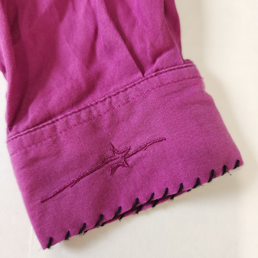 Ryan Michael Womens Silk Cotton Western Snap Shirt S Deep Pink Embroidered - Picture 5 of 11